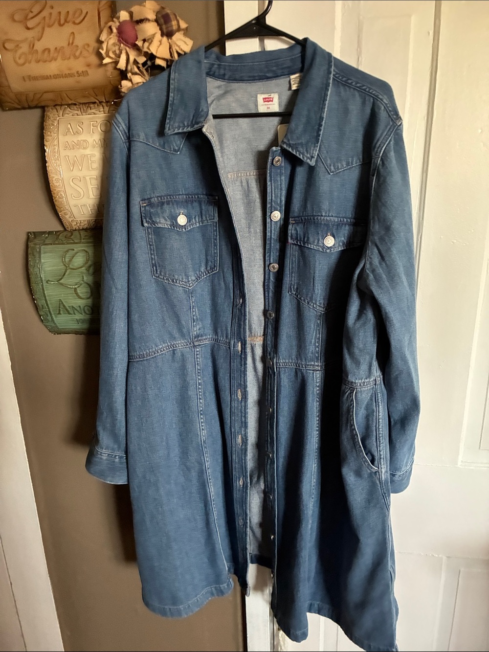 Levi's Women's Long Denim Trench Jacket - Medium Blue